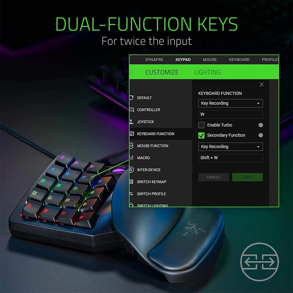 Razer Tartarus Pro – Analog Optical Switch Keypad with 32 Programmable Keys | Black